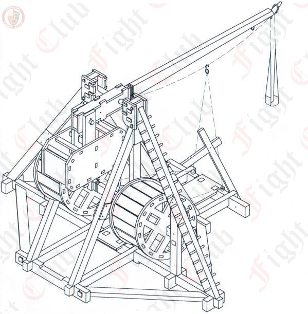 Model Trebuchet with side wheels1:72nd scale in wood