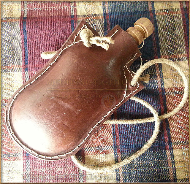 Leather drinking bottle - costrel
